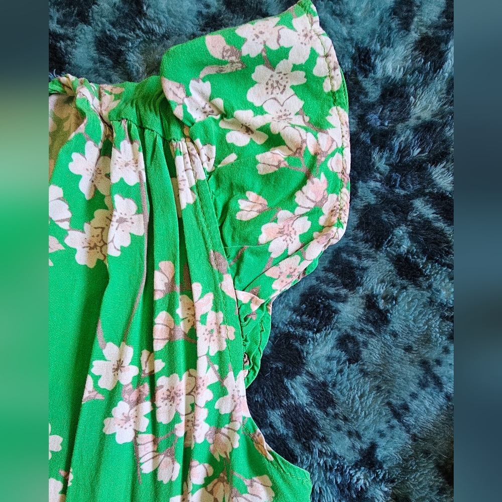 Banditas from Marseille Dopamine Art Maximalist Bright Green Floral dress sz M - Picture 9 of 10